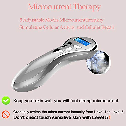 4D Microcurrent Facial Massager Roller, Electric Rechargeable Fac...