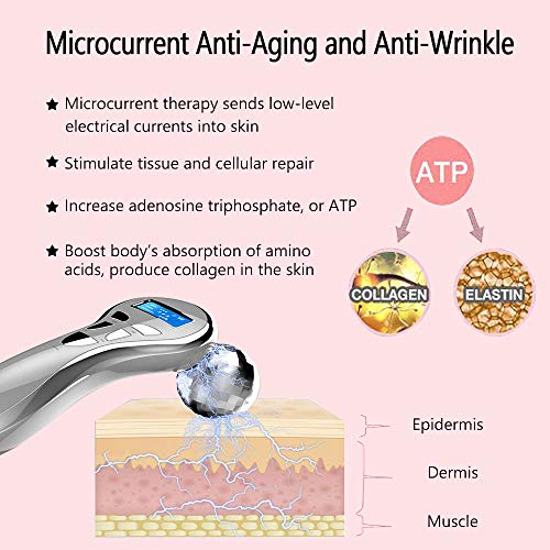 4D Microcurrent Facial Massager Roller, Electric Rechargeable Fac...