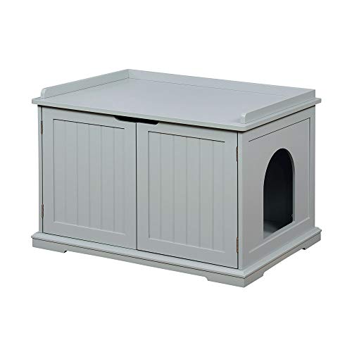 unipaws Cat Litter Box Enclosure, Privacy Cat Washroom Bench, Lit...