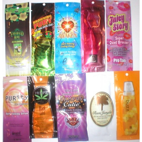 30 Indoor Tanning Bed Sample Packs Packages Suntan Lotion Bronzer...