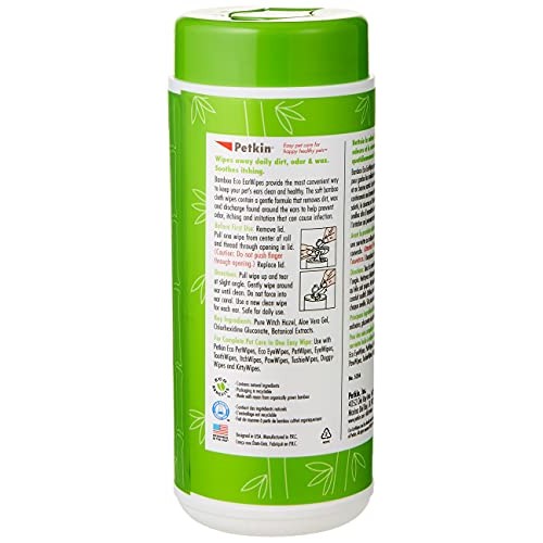 Petkin Pet Eco Ear Wipes Size 80ct Petkin Pet Eco Ear Wipes Dog/C...