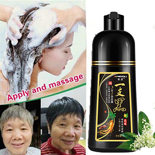 Instant Herbal Hair Colouring Shampoo, 3 In 1 Black Hair Shampoo,...