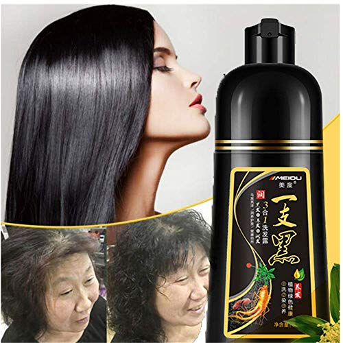Instant Herbal Hair Colouring Shampoo, 3 In 1 Black Hair Shampoo,...