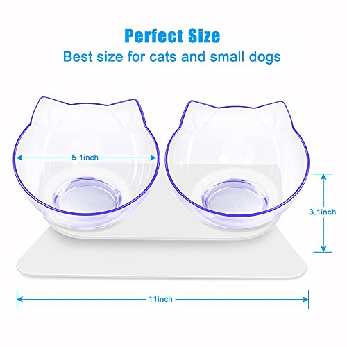 Double Cat Dog Bowls Elevated Cat Food Water Bowls with Raised St...
