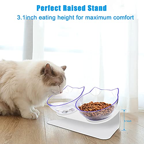 Double Cat Dog Bowls Elevated Cat Food Water Bowls with Raised St...