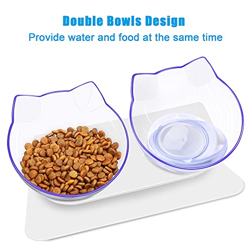Double Cat Dog Bowls Elevated Cat Food Water Bowls with Raised St...