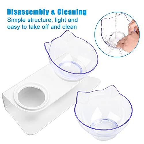Double Cat Dog Bowls Elevated Cat Food Water Bowls with Raised St...