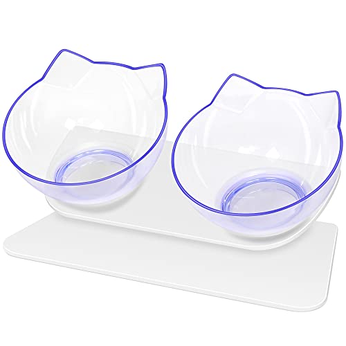 Double Cat Dog Bowls Elevated Cat Food Water Bowls with Raised St...