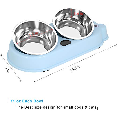 UPSKY Double Dog Cat Bowls Double Premium Stainless Steel Pet Bow...