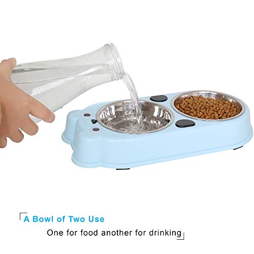 UPSKY Double Dog Cat Bowls Double Premium Stainless Steel Pet Bow...