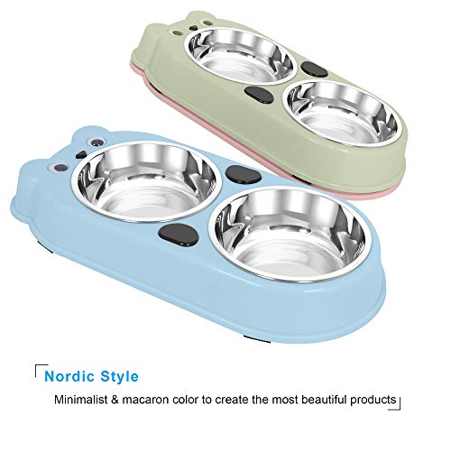 UPSKY Double Dog Cat Bowls Double Premium Stainless Steel Pet Bow...