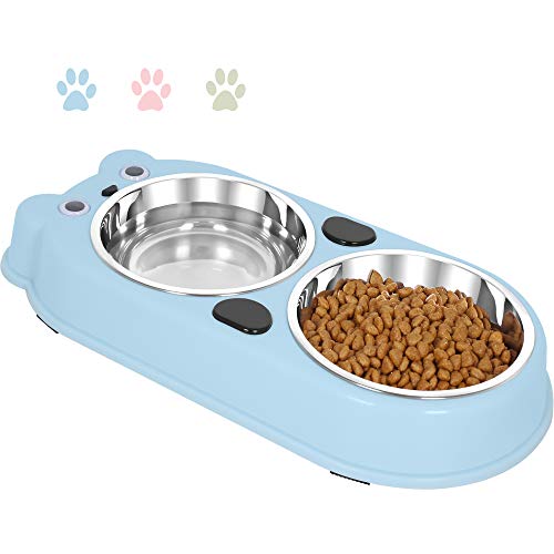 UPSKY Double Dog Cat Bowls Double Premium Stainless Steel Pet Bow...