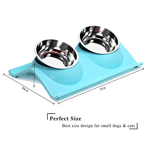 UPSKY Double Dog Cat Bowls Premium Stainless Steel Pet Bowls No-S...