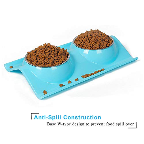 UPSKY Double Dog Cat Bowls Premium Stainless Steel Pet Bowls No-S...