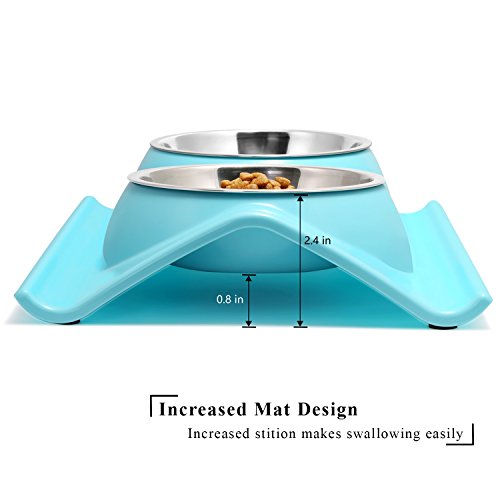 UPSKY Double Dog Cat Bowls Premium Stainless Steel Pet Bowls No-S...