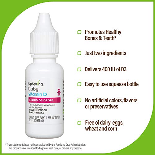 Upspring Baby Vitamin D3 Drops for Infants | Flavorless | Easy to...
