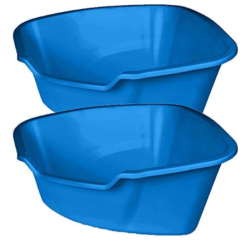 Van Ness Corner High Sides Cat Litter Pan, Large, Blue,pack of 2
