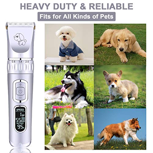 Professional Dog Clippers Grooming Kit, Low Noise Rechargeable Co...