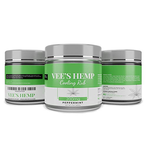 Vees Hemp Cooling Rub 200mg, Organic, Non-GMO, USA Made, Cream f...