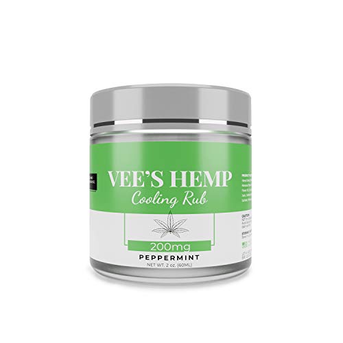 Vees Hemp Cooling Rub 200mg, Organic, Non-GMO, USA Made, Cream f...