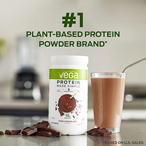 Vega Protein Made Simple, Dark Chocolate, Stevia Free Vegan Plant...