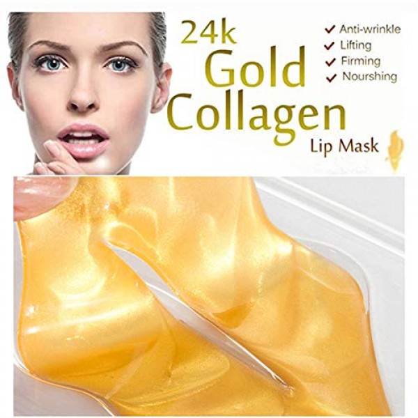 24K Golden Crystal Lip Masks 30 Pieces Hydrating Lip Plumper Mask...