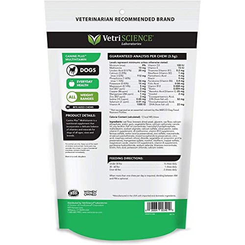 VetriScience Laboratories 90 Count Canine Plus Multivitamin, 30 C...