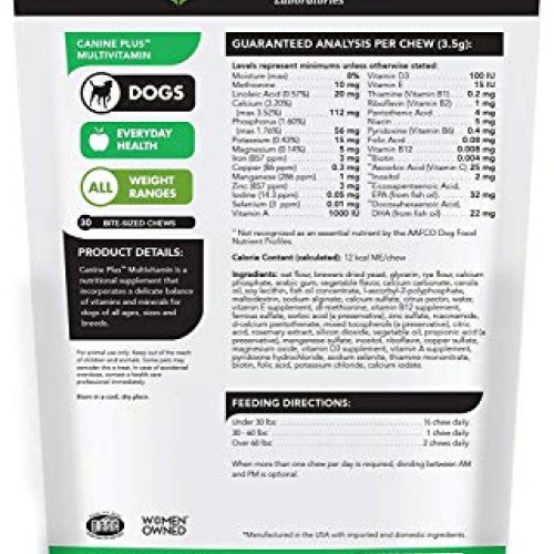 VetriScience Laboratories 90 Count Canine Plus Multivitamin, 30 C...