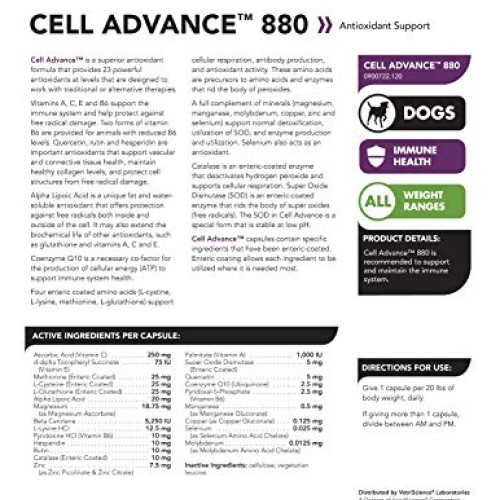 VetriScience Laboratories Cell Advance 880, 120 Capsules - Immune...