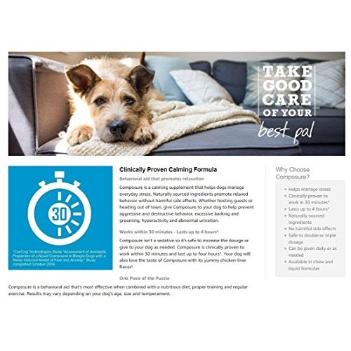 VetriScience Laboratories Composure for Medium and Large Dogs, 30...