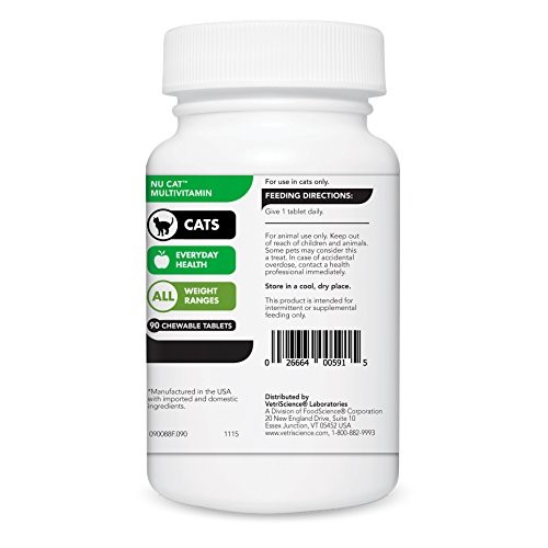 VetriScience Laboratories - Nu Cat Multivitamin for Cats, 90 Chew...