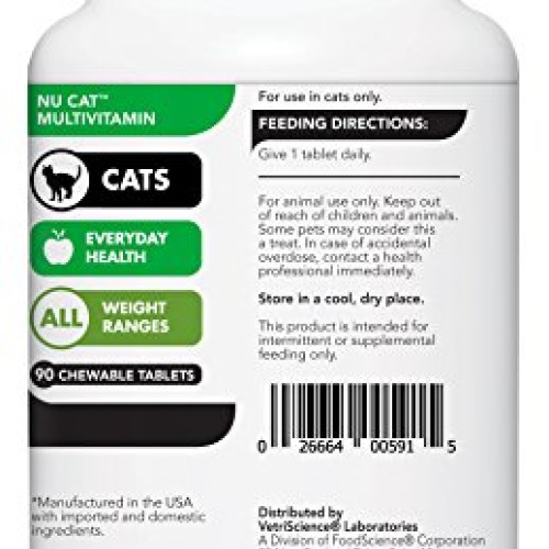 VetriScience Laboratories - Nu Cat Multivitamin for Cats, 90 Chew...