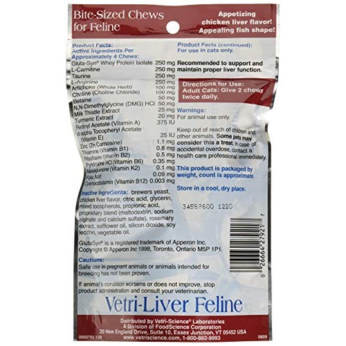 VetriScience Laboratories - Vetri-Liver Feline, 120 Bite-Sized Chews