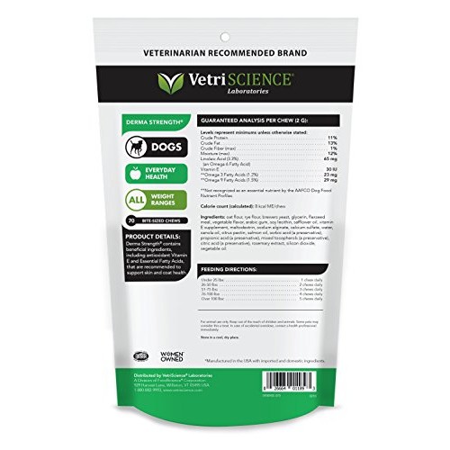 VETRISCIENCE Laboratories Derma Strength for Dogs, 70 Soft Chews ...