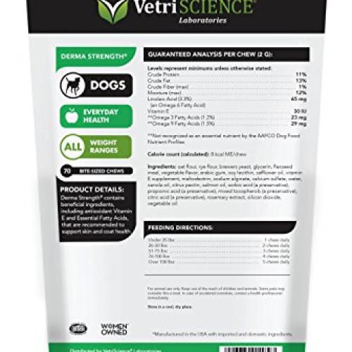 VETRISCIENCE Laboratories Derma Strength for Dogs, 70 Soft Chews ...