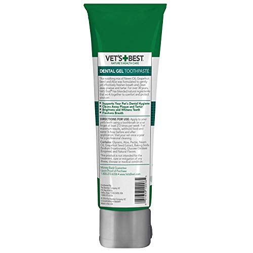 Vets Best Enzymatic Dental Gel Toothpaste for Dogs, USA Made To...