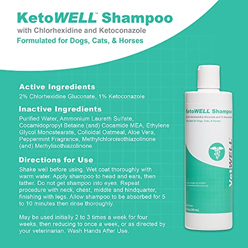 VetWELL Ketoconazole Chlorhexidine Shampoo for Dogs & Cats - Medi...