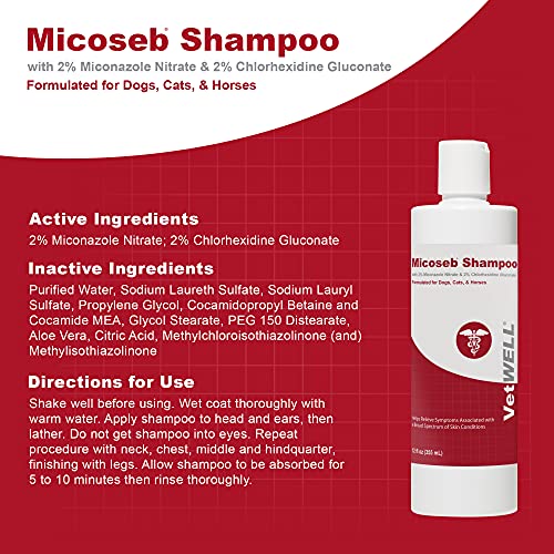 VetWELL Micoseb Medicated Shampoo for Dogs & Cats - Dog Shampoo w...