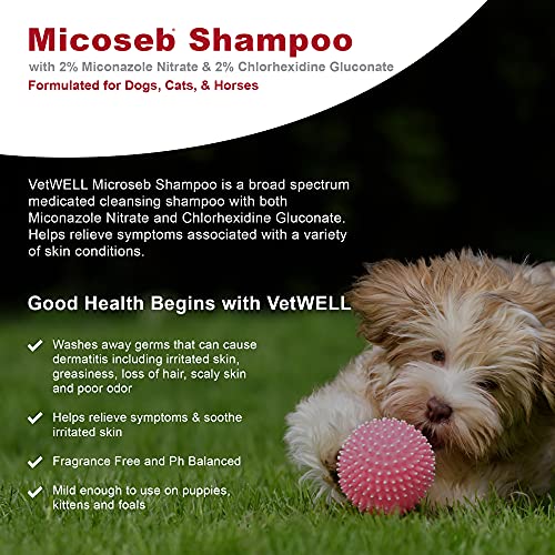 VetWELL Micoseb Medicated Shampoo for Dogs & Cats - Dog Shampoo w...