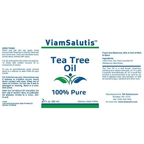 ViamSalutis 100% Pure Tea Tree Oil, 2 Fluid Ounce