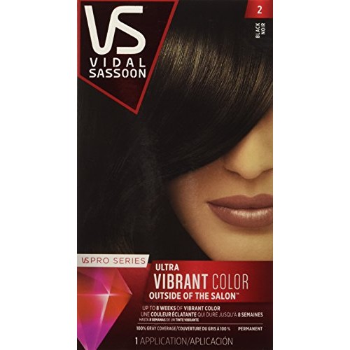 Vidal Sassoon Pro Series Permanent Hair Dye, 2 Black Hair Color, ...