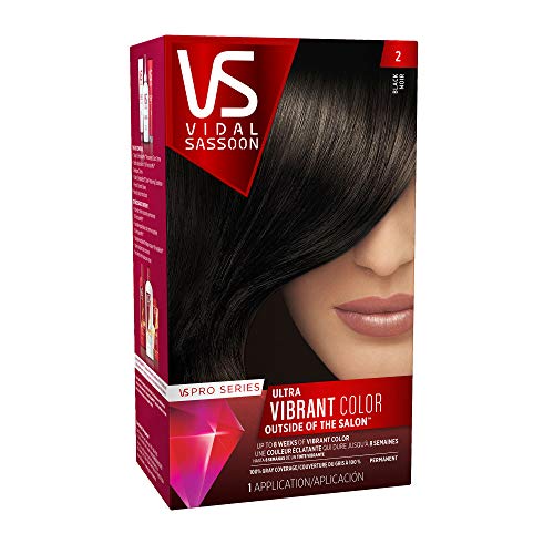 Vidal Sassoon Pro Series Permanent Hair Dye, 2 Black Hair Color, ...