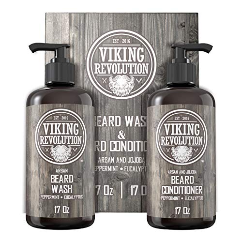 Viking Revolution Beard Wash & Beard Conditioner Set w/Argan & Jo...