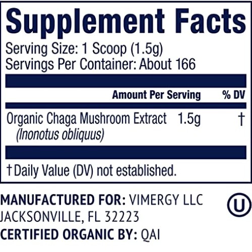Vimergy USDA Organic Wild Chaga Mushroom Extract Powder, 166 Serv...