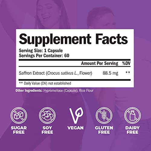 Saffron Extract Capsules - Enhance Eye, Heart & Brain Health - Op...