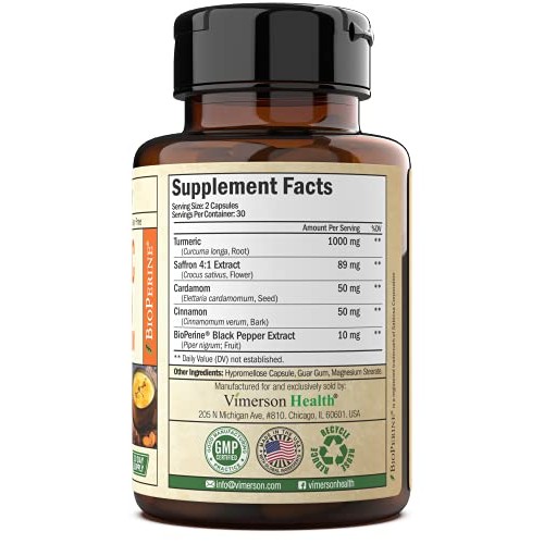 Turmeric Curcumin Saffron, True Ceylon Cinnamon, Cardamom, Bioper...