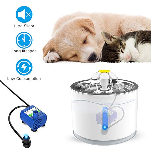 VINSIC Cat Water Fountain, Pet Fountain 80oz/2.4L Large Capacity ...