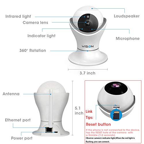 FullHD 1080p WiFi Home Security Camera Pet Camera Wireless IP Ind...