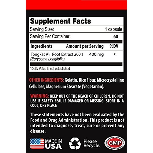 Longjack 200 : 1 - Tongkat Ali 400mg Premium Extract - Natural Te...
