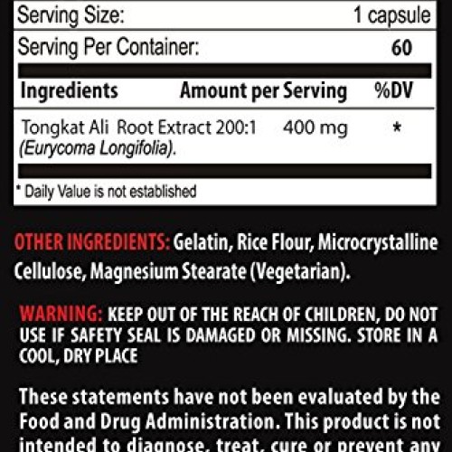 Longjack 200 : 1 - Tongkat Ali 400mg Premium Extract - Natural Te...